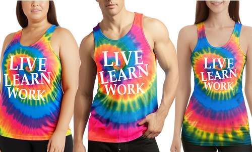 LIVE LEARN WORK  Neon Raimbow Unisex Tanks - My Store