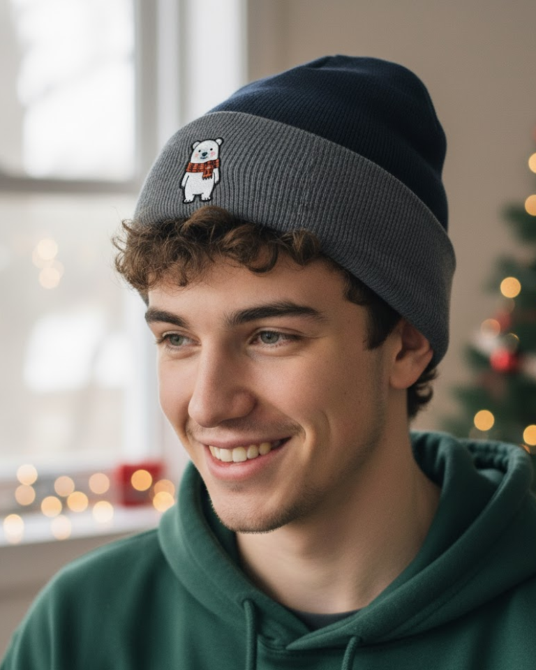 Christmas Cheer Polar Bear Knit Hat - Cozy Holiday Beanie