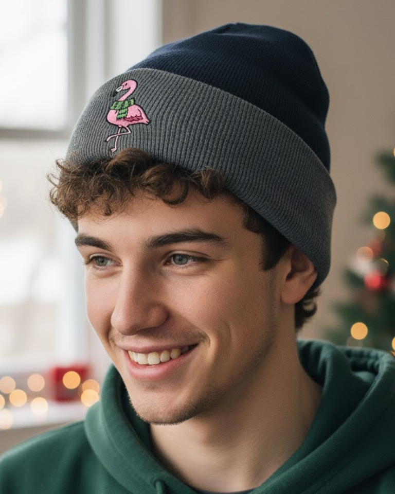 Pink Flamingo Holiday Cheer Knit Hat - Fun & Festive Beanie