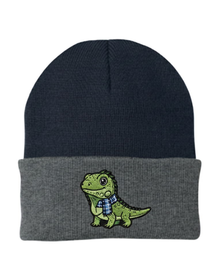 Cozy Lizard/Dino Christmas Beanie - Adorable Holiday Knit Hat