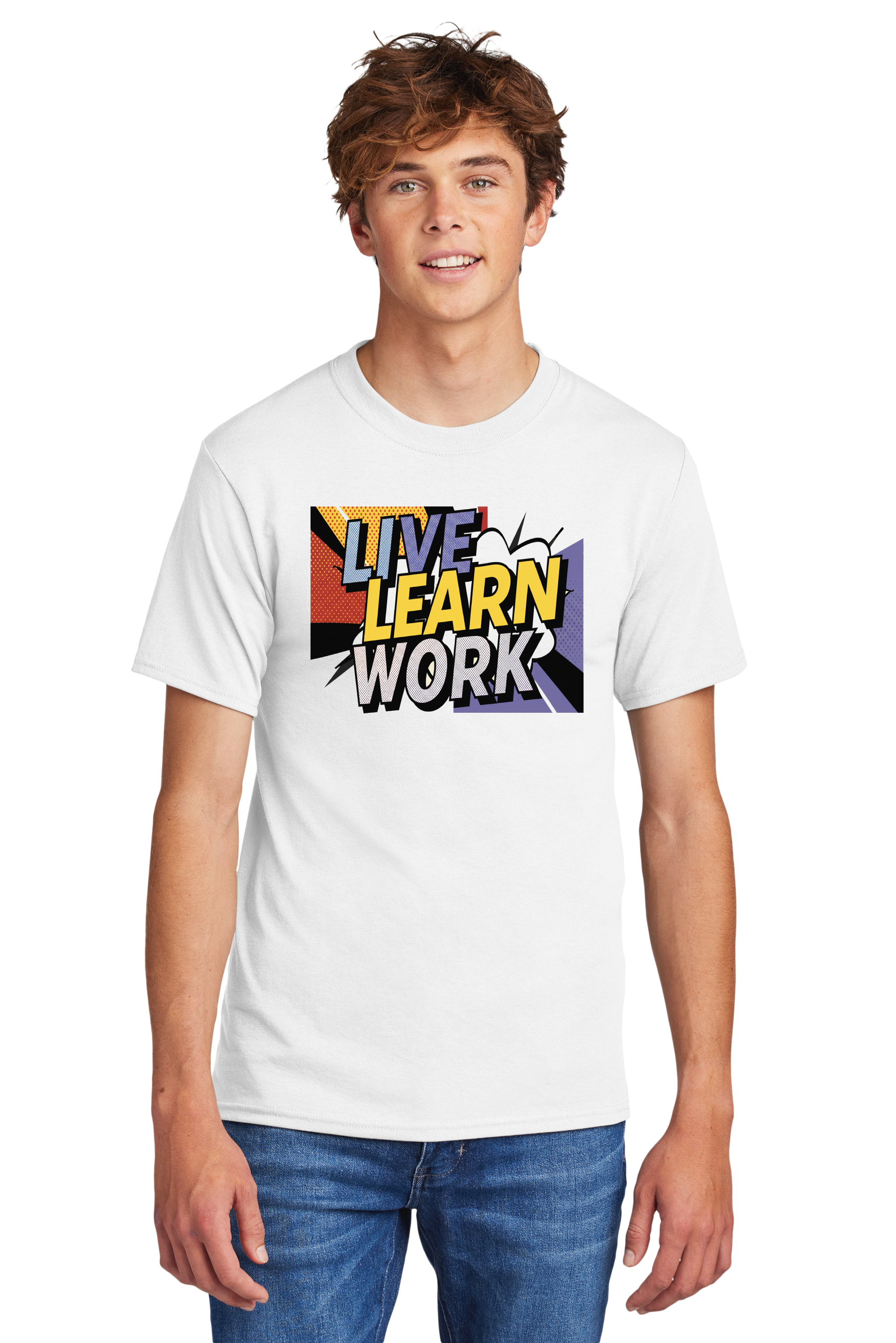 White tee Live learn Work - My Store