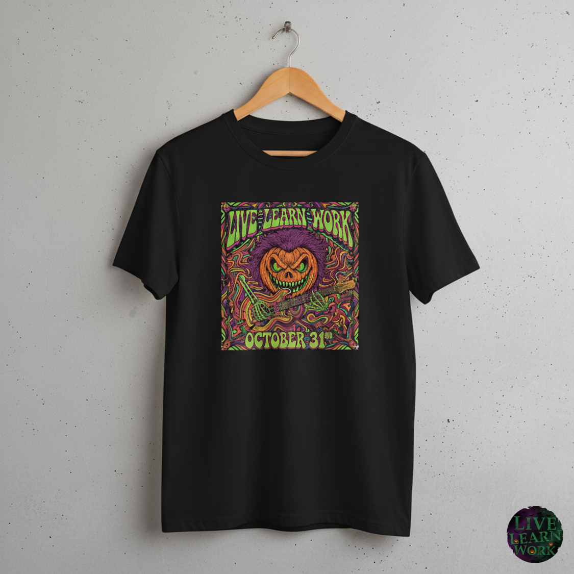 LIVE LEARN WORK ROCK PUMPKIN TEE'S