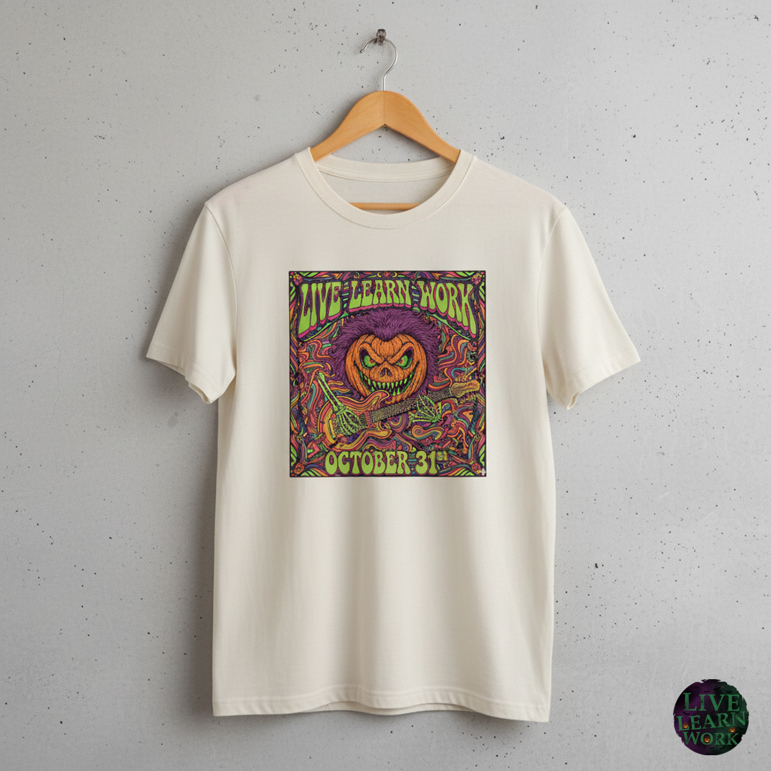 LIVE LEARN WORK ROCK PUMPKIN TEE'S
